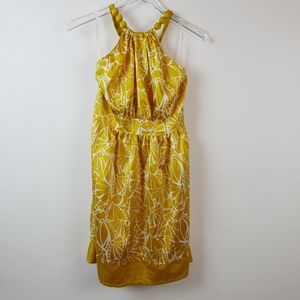 Flouncy Yellow Floral Print Halter Dress Size 4-6